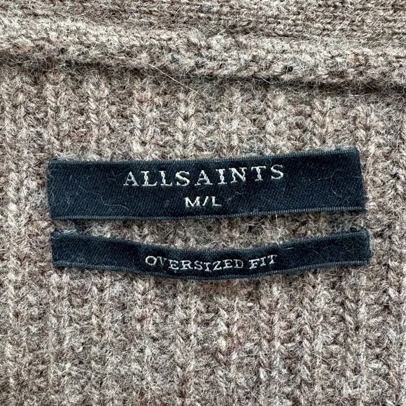 ALLSAINTS Lori Blanket Cardigan Oversized Wool Cashmere Asymmetrical Drape M/L - Picture 6 of 10